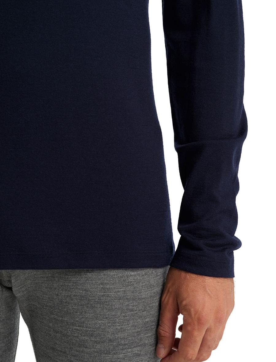 Icebreaker Merino 200 Oasis Long Sleeve Half Zip Thermal Top Férfi Base Layers Sötétkék | HU 1359OKIR